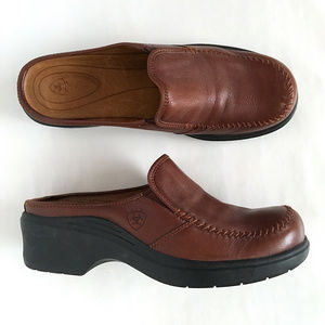 Ariat Cognac Brown Leather Comfort Mule Shoe Sz 11